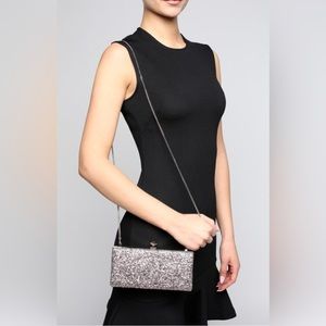 JIMMY CHOO Celeste Glitter-embellished Clutch Bag Brand New